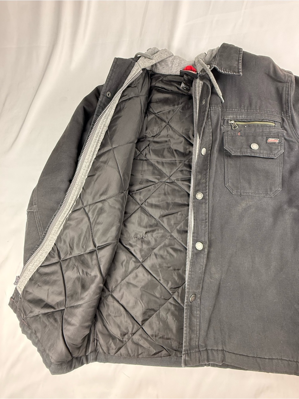 Dickies Black Quilted-Lined Hooded Heavy-Duty Work Jacket